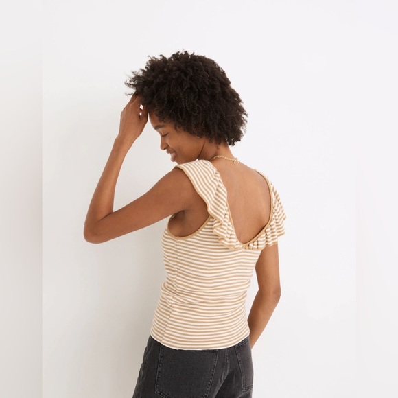 Madewell Belhaven Ruffle Sweater Tank in Stripe Size XXL NWT - Picture 3 of 4